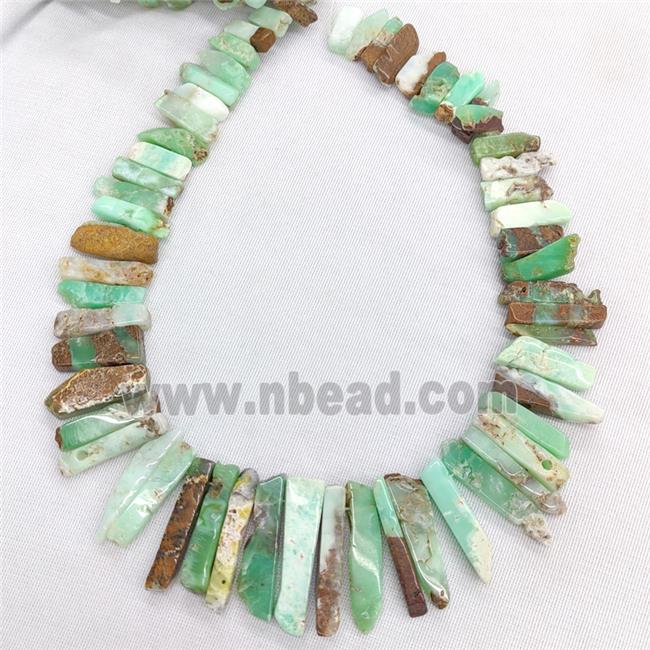 Natural Australian Chrysoprase Stick Beads Graduated Green