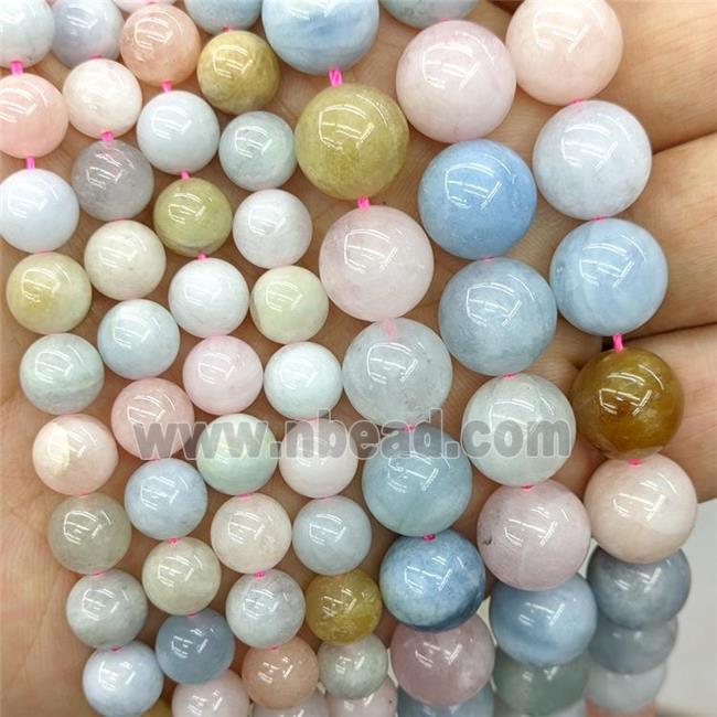 Natural Morganite Beads Multicolor Smooth Round