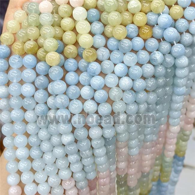 Natural Morganite Beads Multicolor Smooth Round