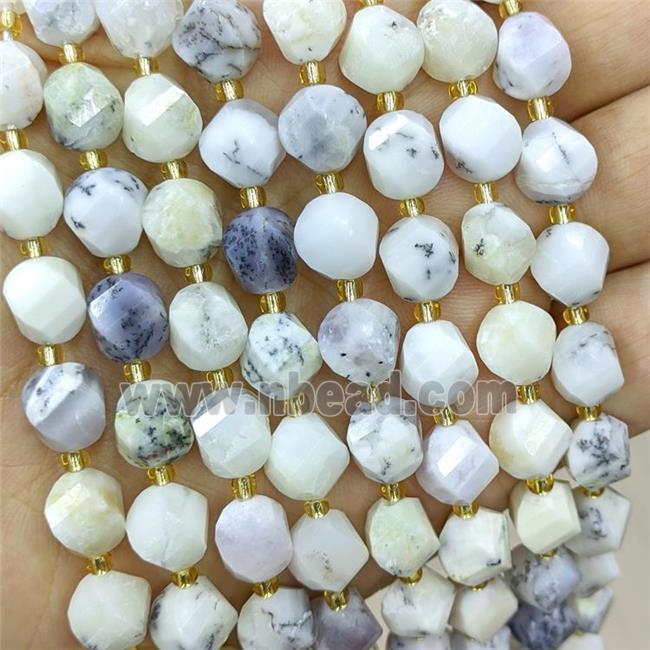 Natural Moss Opal Twist Beads White S-Shape Faceted