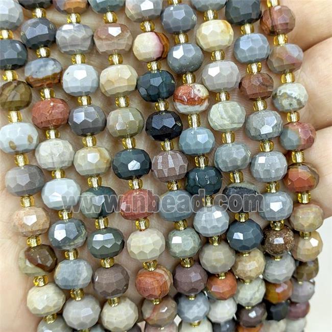 Natural Ocean Jasper Beads Faceted Rondelle Multicolor