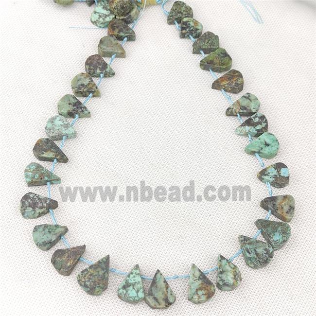 African Turquoise Beads Green Teardrop Topdrilled