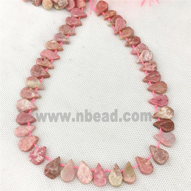 Natural Pink Rhodonite Beads Teardrop Topdrilled