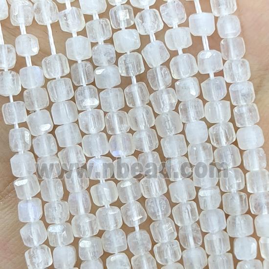 Natural White Moonstone Beads Faceted Cube