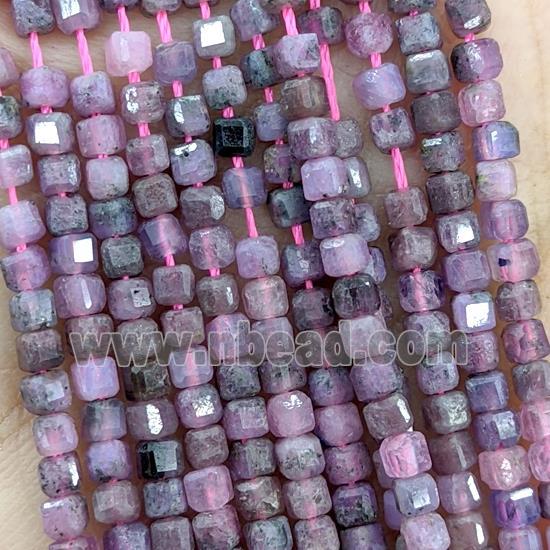 Natural Ruby Beads Faceted Cube