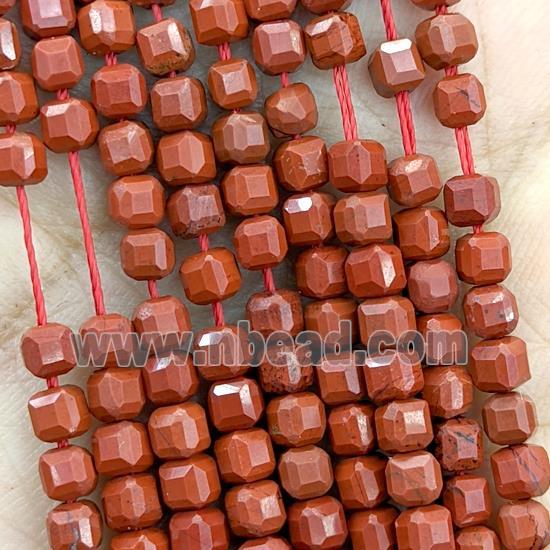 Natural Red Jasper Beads Faceted Cube