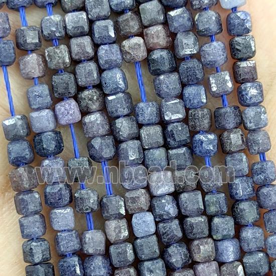 Natural Sapphire Beads Blue Faceted Cube