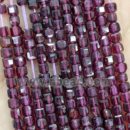 Natural Garnet Beads Purple Faceted Cube