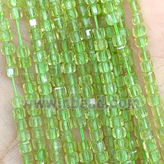 Natural Peridot Beads Green Faceted Cube