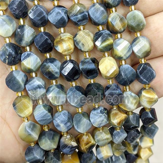 Fancy Tiger Eye Stone Twist Beads S-Shape Faceted