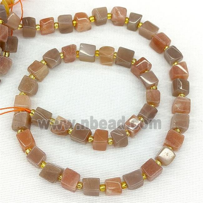 Natural Sunstone Cube Beads Peach