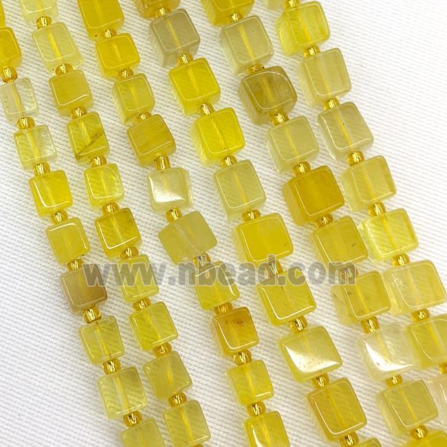 Natural Yellow Fluorite Cube Beads