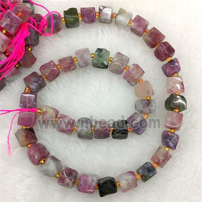 Natural Pink Tourmaline Beads Cube