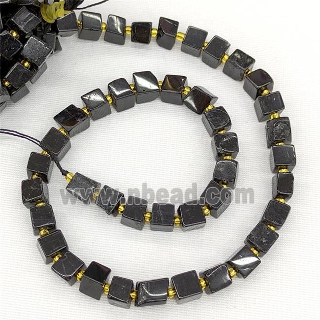 Natural Black Tourmaline Cube Beads