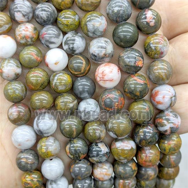 Natural Realgar Jasper Beads Smooth Round