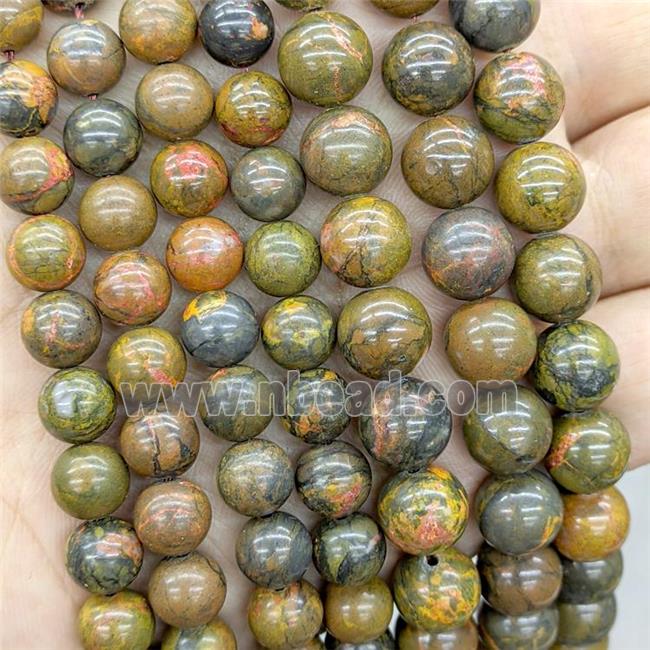 Natural Realgar Jasper Beads Brown Smooth Round