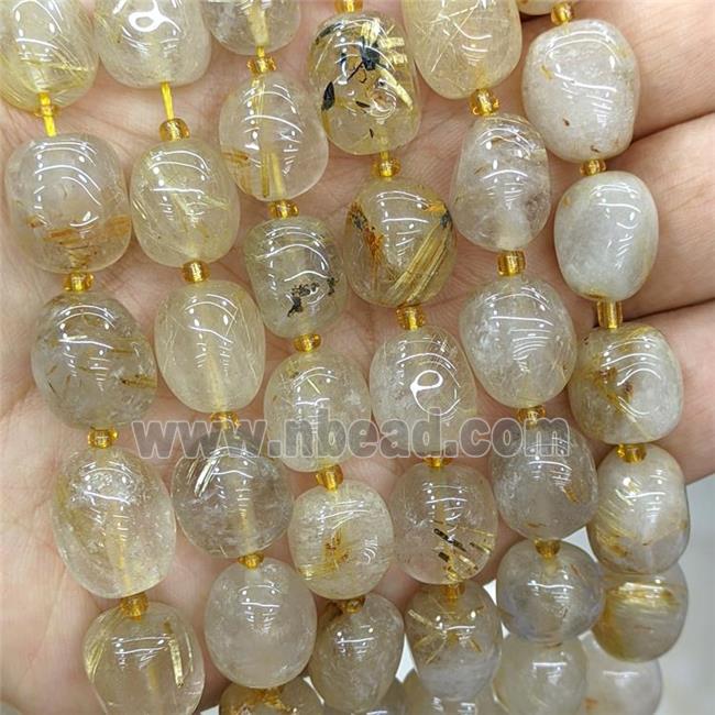 Natural Gold Rutilated Quartz Nugget Beads Freeform