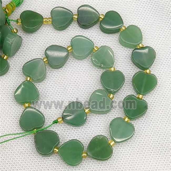 Natural Green Aventurine Heart Beads