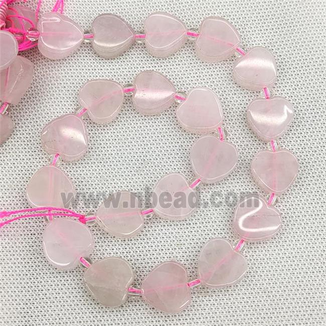 Natural Pink Rose Quartz Heart Beads