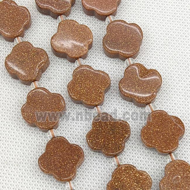 Gold Sandstone Clover Beads