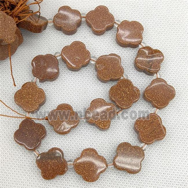 Gold Sandstone Clover Beads