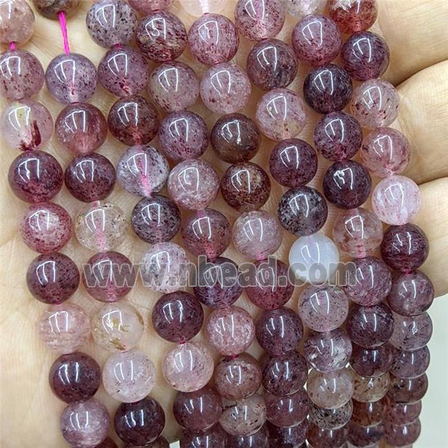 Natural Strawberry Quartz Beads Smooth Round