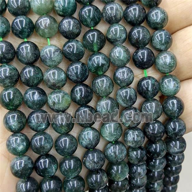 Natural Green Rutilated Quartz Beads Smooth Round