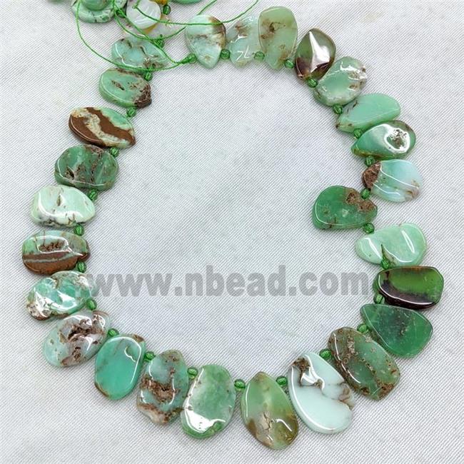 Natural Australian Chrysoprase Slice Beads Green Freeform Topdrilled