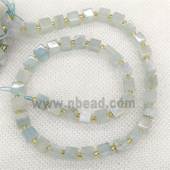 Natural Aquamarine Beads Cube Lt.Blue