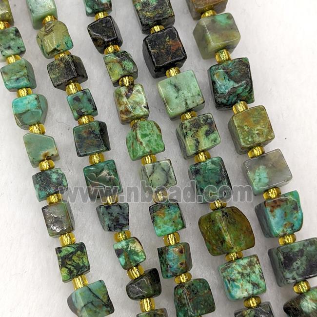 Natural African Turquoise Cube Beads Green