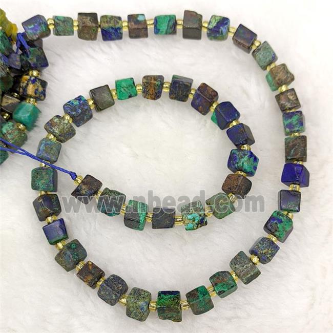 Natural Azurite Beads Blue Cube