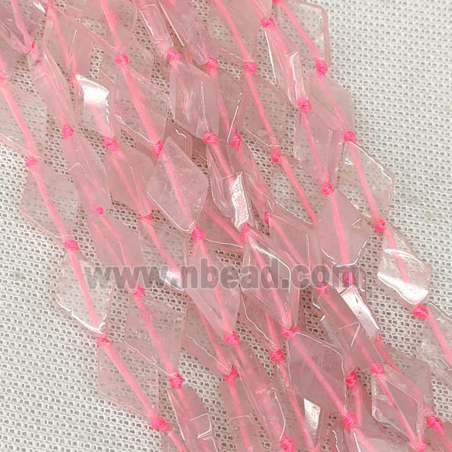 Natural Pink Rose Quartz Rhombus Beads