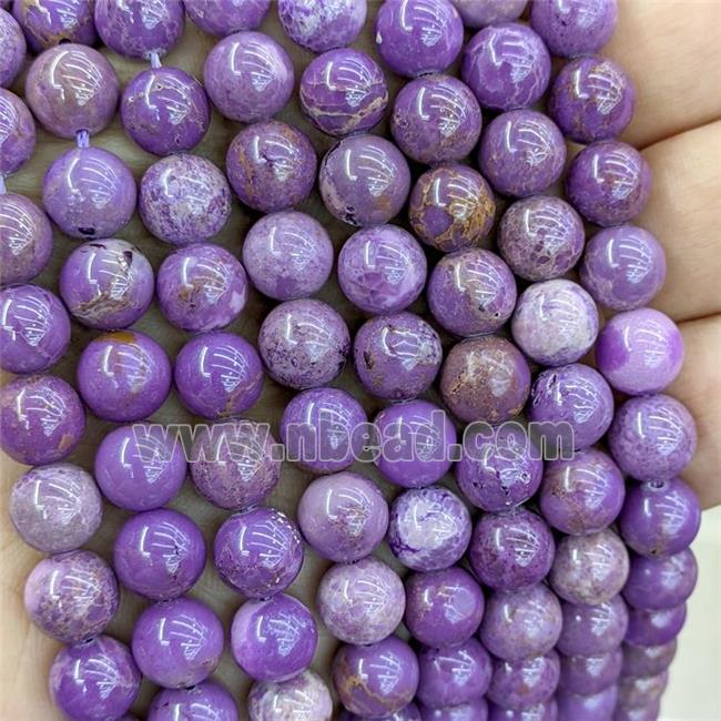 Natural Purple Phosphosiderite Beads B-Grade Smooth Round