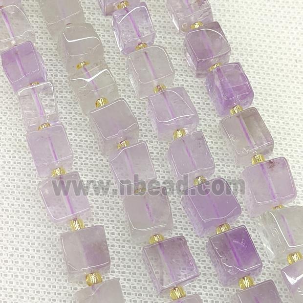 Natural Amethyst Cube Beads Lt.purple