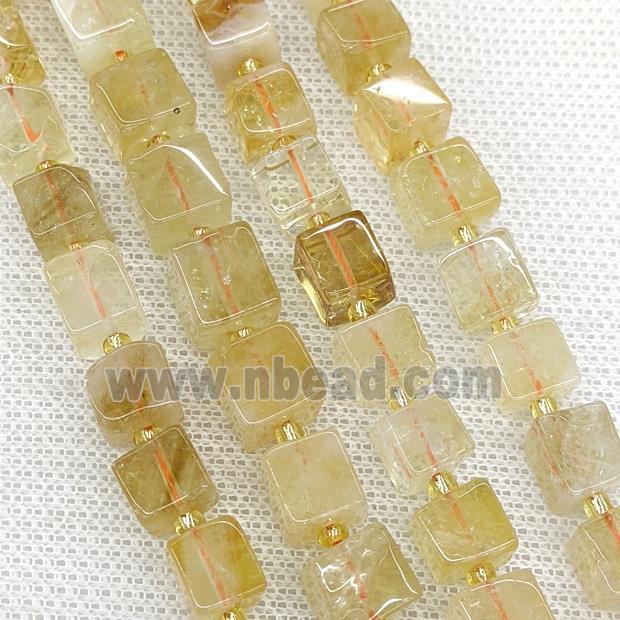 Natural Citrine Beads Yellow Cube