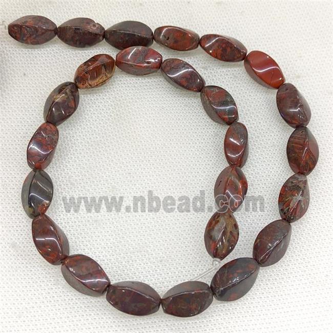 Natural Poppy Jasper Twist Beads