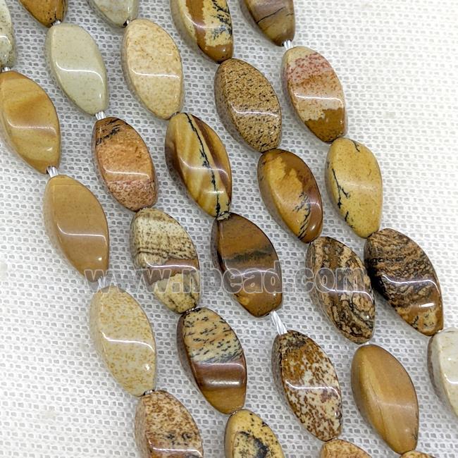 Natural Picture Jasper Twist Beads