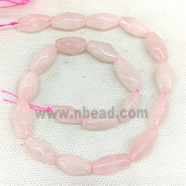 Natural Pink Rose Quartz Rice Beads Faceted