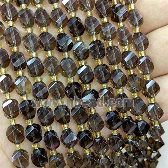 Smoky Quartz Twist Beads S-Shape Faceted