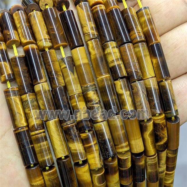 Natural Tiger Eye Stone Tube Beads