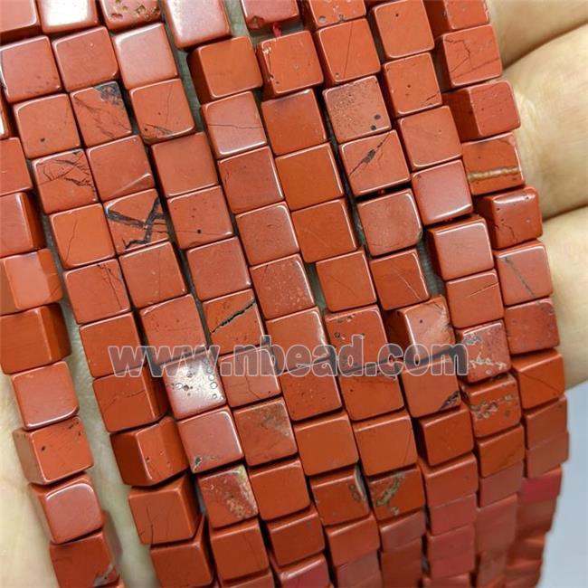 Natural Red Jasper Cube Beads