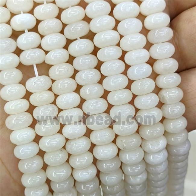 Beige Jade Beads Smooth Rondelle Dye