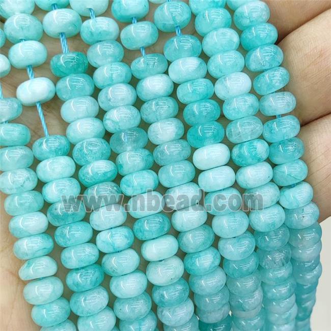 Green Jade Rondelle Beads Smooth Dye