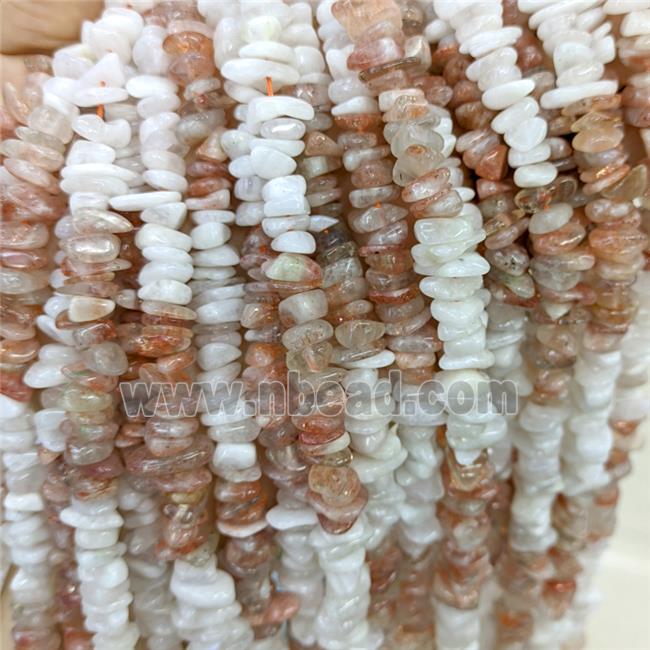 White Moonstone And Golden Sunstone Chips Beads Freeform