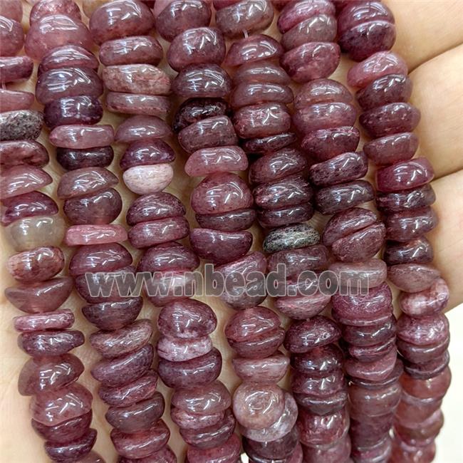 Natural Strawberry Quartz Chips Beads Pink Heat Freeform