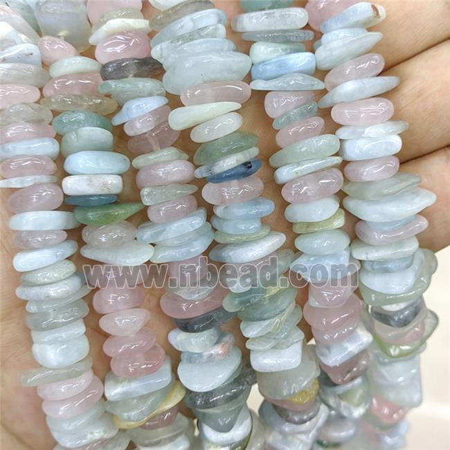 Natural Morganite Chips Beads Mixed Color Freeform