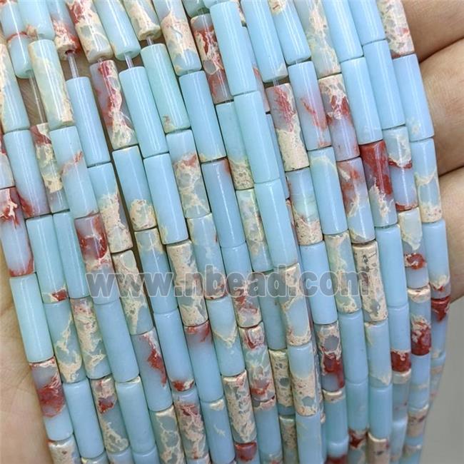 Synthetic Imperial Jasper Tube Beads Blue