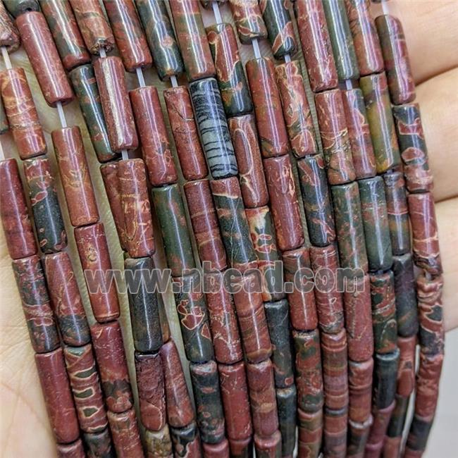 Red Picasso Jasper Tube Beads