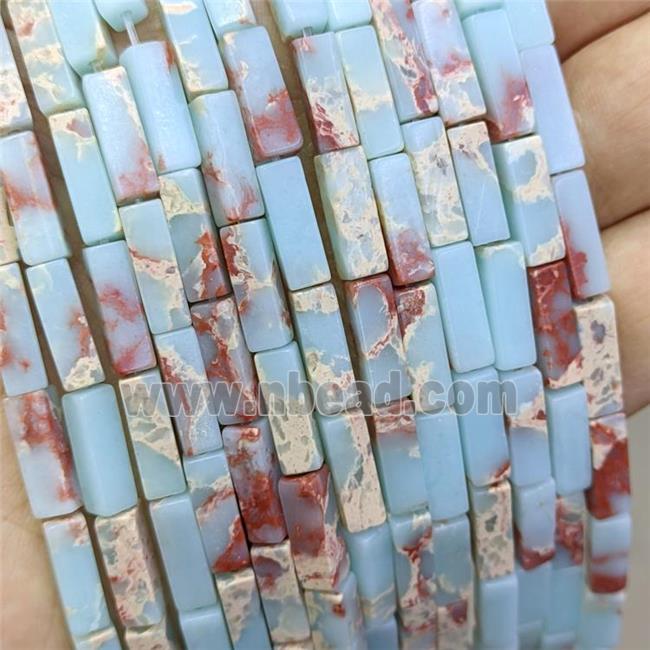 Synthetic Imperial Jasper Cuboid Beads Blue