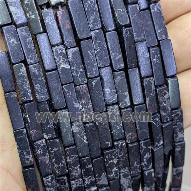 Synthetic Imperial Jasper Cuboid Beads Black